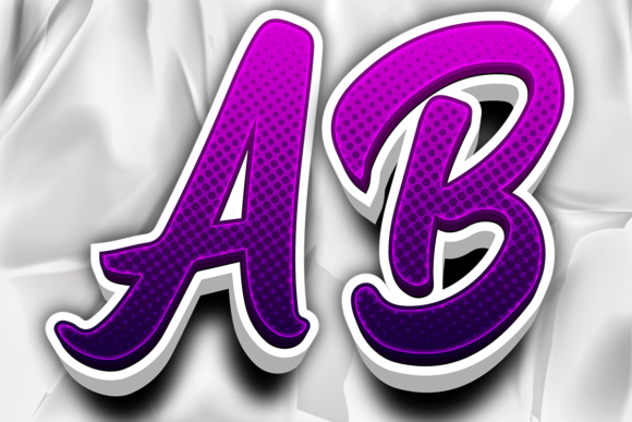 Alphabet Letter Number Bold Purple Color Design Set