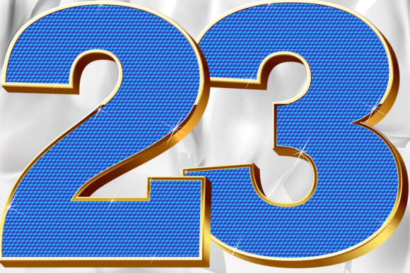 Blue Numbers Golden Texture Pattern