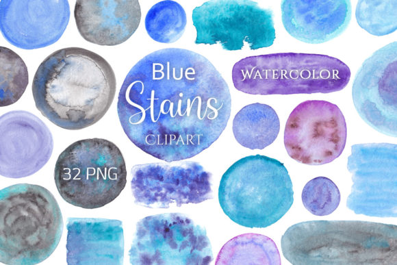 Blue Watercolor Stains