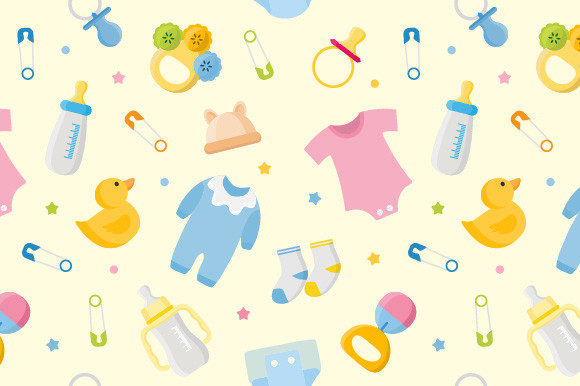 Cute Baby Seamless Pattern Illustration