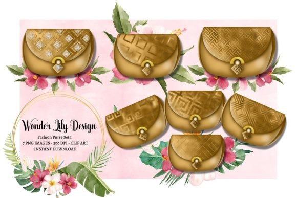 Elevate Your Designs with Fashion Illustrations Purses - Gold