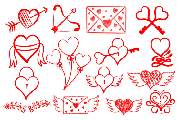 Evaluating the Love Hearts Elements Set of Hand-drawn for Vintage-Inspired Design Projects